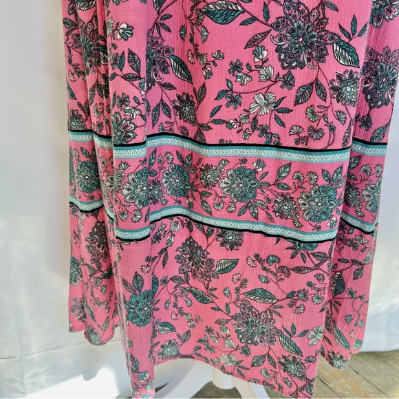 J Jill Dreamscape Border Print Maxi Dress Pink Floral Sleeveless Size Small - Picture 6 of 16